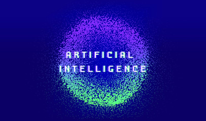 Aufkleber - Dotted sphere made of particles. Cover or poster for high tech systems: Artificial Intelligence, Deep Learning, Neural networks.
