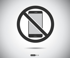 No cell phone, Mobile Phone prohibited, phone logo vector illustration