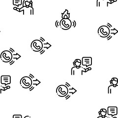 Poster - Telemarketing Sale Seamless Pattern Vector Thin Line. Illustrations