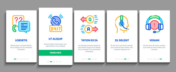 Poster - Telemarketing Sale Onboarding Mobile App Page Screen Vector. Telemarketing Help And Information Research, Calling Operator And Customer Color Illustrations
