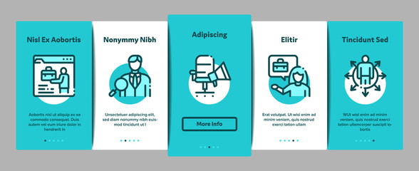Poster - Recruitment And Research Employee Onboarding Mobile App Page Screen Vector. Curriculum Vitae Cv And Professional Career, Interview And Recruitment Color Illustrations