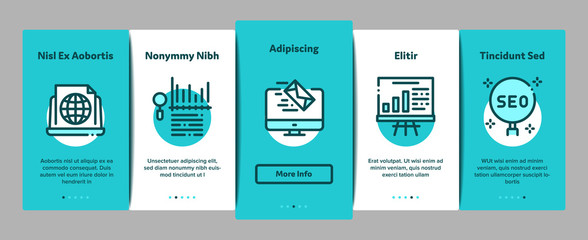 Poster - Inbound Marketing Onboarding Mobile App Page Screen Vector. Growth Roi And Seo, Attract And Crm, Email, And Social Media And Internet Marketing Color Illustrations