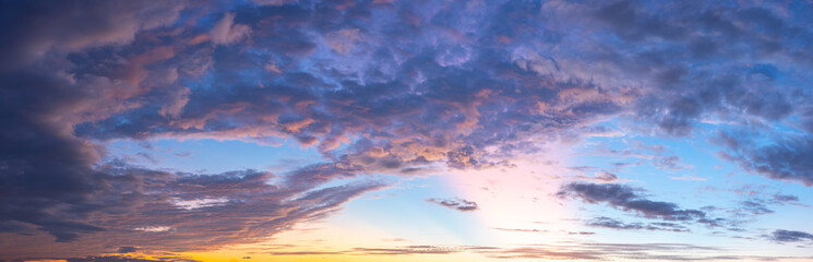 Wall Mural - beautiful blue sky and brutal cumulus cloud and sunset light evening in the weather day outdoor natu