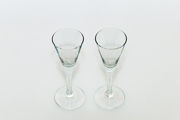 Set of two holiday glasses on a white background