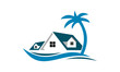 resort hotel beach vector logo