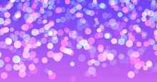 Defocused Purple Lights Background Photo. Lights Background. Abstract Purple Sky Background With Bokeh Light Effect