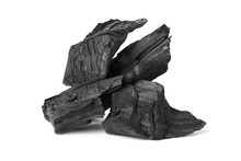 Wood Natural Charcoal Isolate On White Background