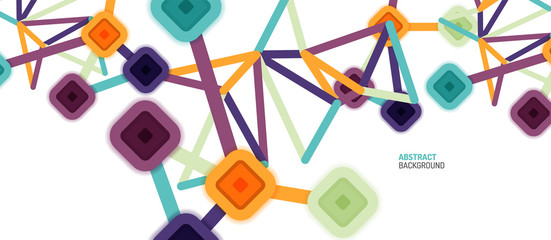 Abstract square dot connections, flat style multicolored geometric background for Wallpaper, Banner, Background, Card, Book Illustration, landing page or poster design