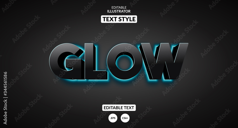 Glowing blue light background text effect. Editable text effect - obrazy, fototapety, plakaty 
