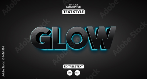Cuadros en Lienzo Glowing blue light background text effect. Editable text effect