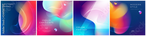 Fotografía Set of square liquid color abstract geometric shapes