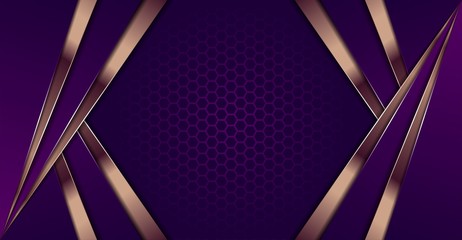 Luxurious modern abstract purple and golden lines background