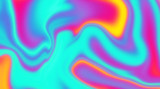 Fototapeta Tęcza - Trendy texture with polarization effect and colorful neon holographic stains. Abstract background in psychedelic Vaporwave style like in old retro tie-dye design of 70s.