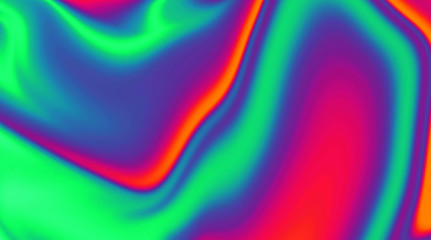 Poster - Trendy texture with polarization effect and colorful neon holographic stains. Abstract background in psychedelic Vaporwave style like in old retro tie-dye design of 70s.
