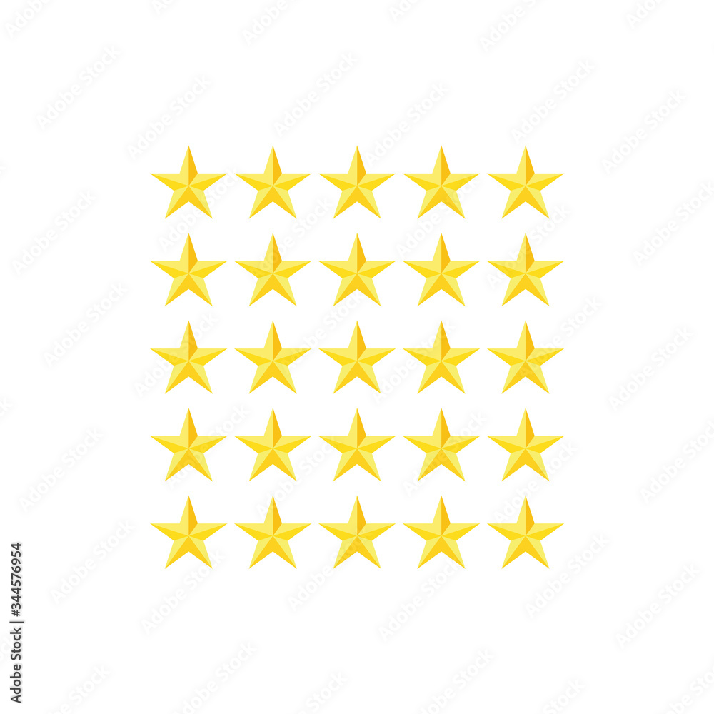 set of five star rating symbols  icon vector - obrazy, fototapety, plakaty 