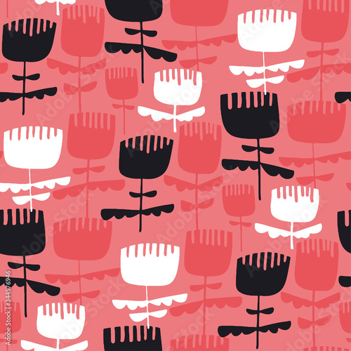 Abstract tulip flowers silh...