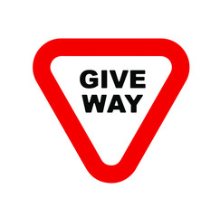 Canvas Print - give way sign on white background