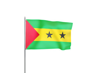 Sao Tome and Principe flag waving white background 3D illustration