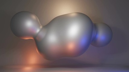 Wall Mural - Animation of metallic fluid blob fusing. Modern Abstract shapes metallic texture, 3D Rendering Illustration