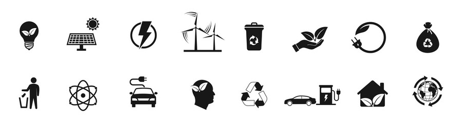 Power energy icon set,  alternative energy symbol, vector illustration