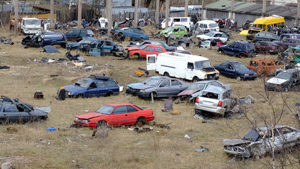 Poster - cemetery of old wrecked cars