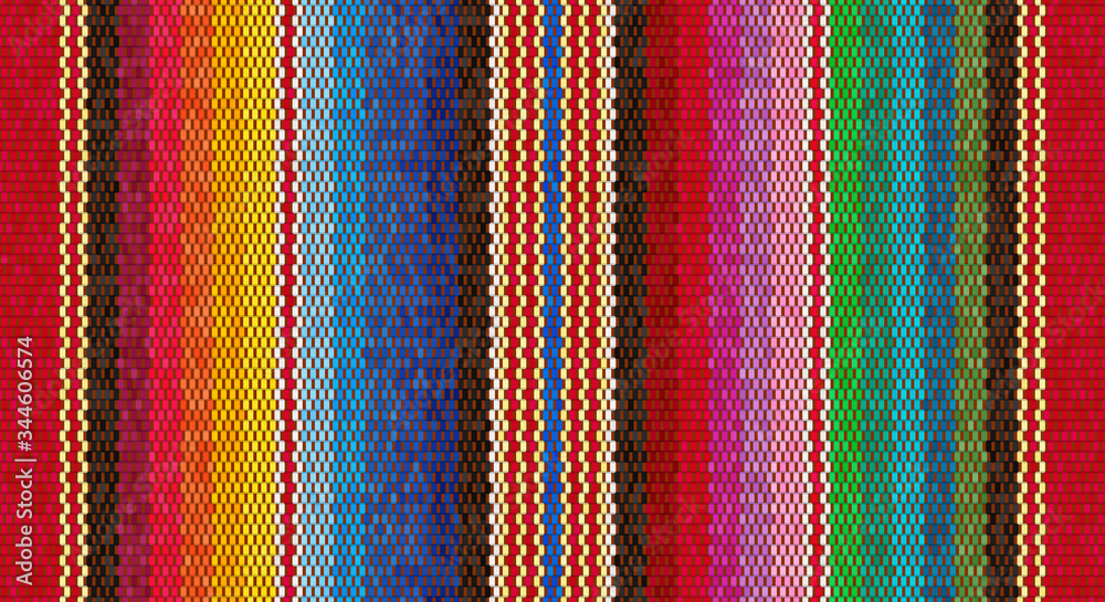 Blanket stripes seamless vector pattern. Background for Cinco de Mayo party decor or ethnic mexican fabric pattern - obrazy, fototapety, plakaty 