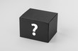 © thanksforbuying - Black box mockup with question mark. Packaging design Brand identity concept
