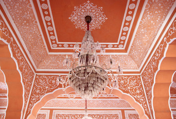 Big chandelier in the city palace of Jaipur