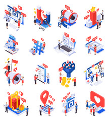 Sticker - SMM Promotion Isometric  Set 