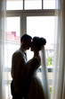 © ostap_davydiak - Bride and groom morning. The first meeting of the bride and groom. First look of wedding couple in the morning. Wedding couple in the hotel. Bride and groom.