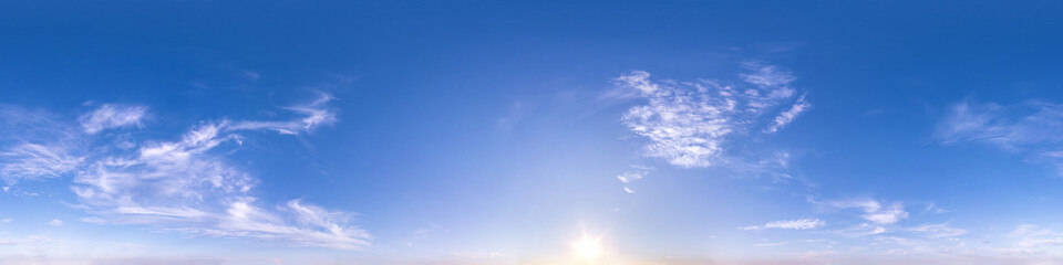 Wall Mural - seamless hdri panorama 360 degrees angle view blue clear evening sky before sunset for use in 3d gra