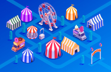 Wall Mural - Circus Performance Isometric Concept