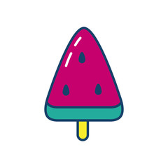 Poster - watermelon ice lolly icon, line and fill style