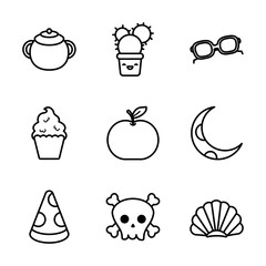 Wall Mural - kawaii cactus and stuffs icon set, line style