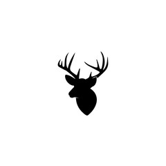 Wall Mural - Deer Silhouette On White Background