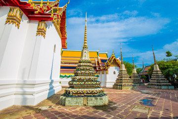 Empty tourist people in Wat Pho buddhist temple