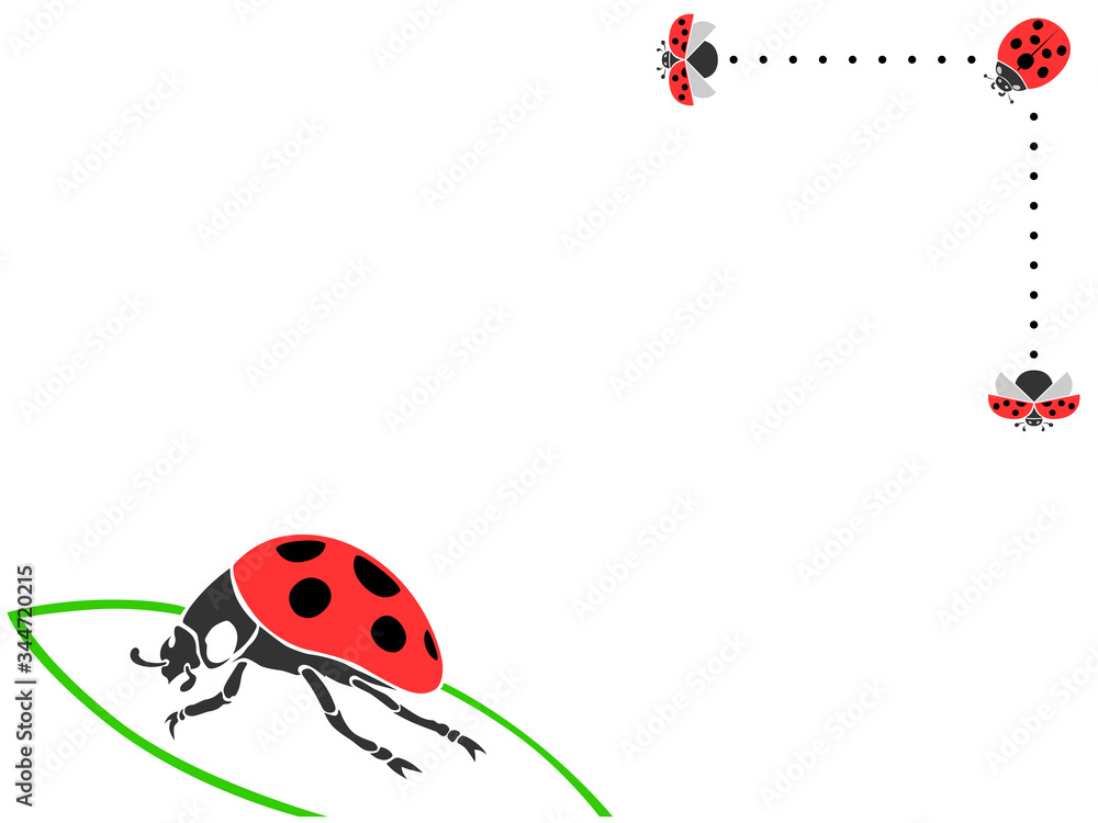てんとう虫 葉っぱ 虫 昆虫 名刺風 イラスト カラー Antennae Wall Mural Antenn Nissat