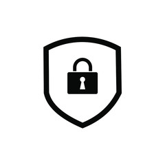Poster - shield protection key icon symbol flat vector illustration for graphic and web design.
