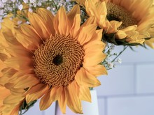 Closeup Shot Of Artificial Yellow Sunflowers