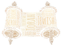 Jewish Torah Scrolls Word Cloud Art Poster Illustration