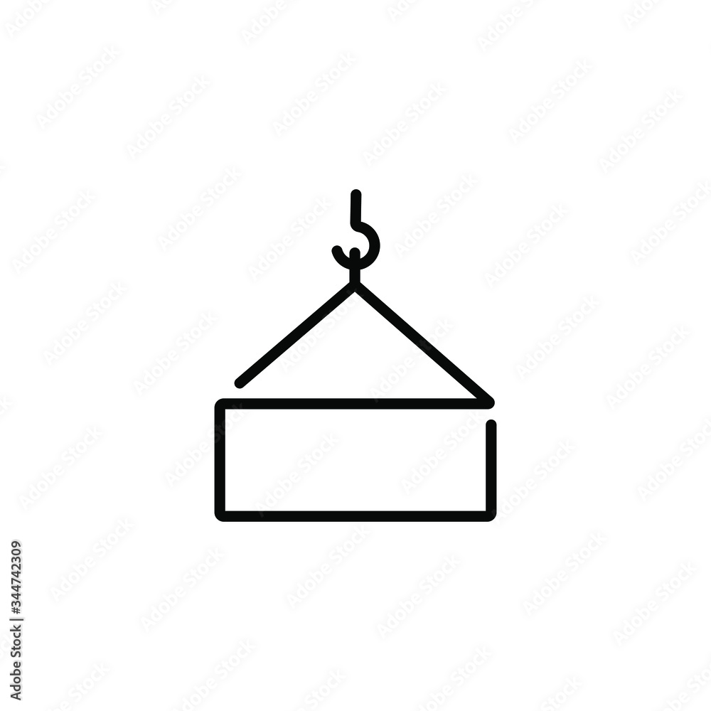 Cargo container and crane thin icon in trendy flat style isolated on ...