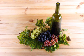 Canvas Print - Grape and wine on table