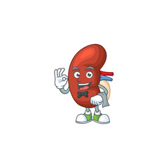 Sticker - A leaf human kidney waiter cartoon character ready to serve