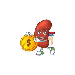 Poster - Leaf human kidney rich cartoon character have big gold coin