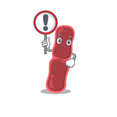 Sticker - An icon of bacillus bacteria cartoon design style with a sign board