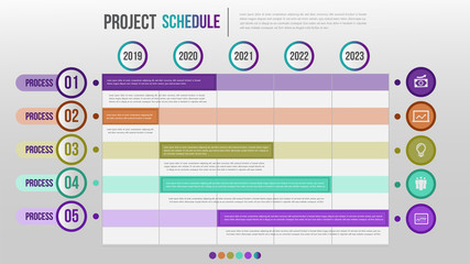 Poster - project schedule chart daily and weekly timetable infographic design template.overview planning time
