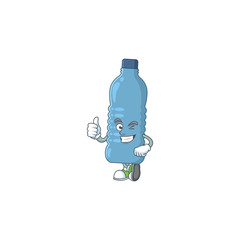 Canvas Print - Mascot design style of mineral bottle showing Thumbs up finger