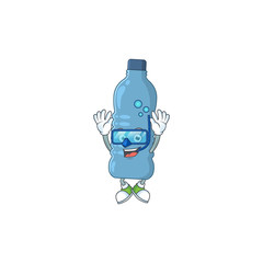 Poster - Mascot design concept of mineral bottle wearing Diving glasses