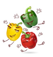 Wall Mural - Sweet peppers isolated on white background