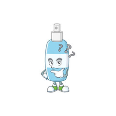 Poster - Spray hand sanitizer mascot design concept having confuse gesture